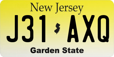 NJ license plate J31AXQ