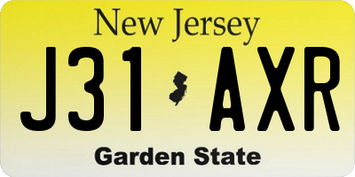 NJ license plate J31AXR
