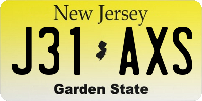 NJ license plate J31AXS