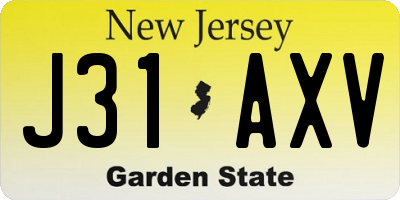 NJ license plate J31AXV