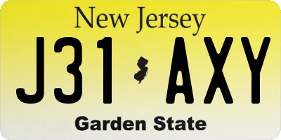 NJ license plate J31AXY