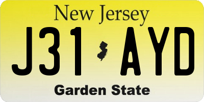 NJ license plate J31AYD