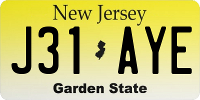 NJ license plate J31AYE
