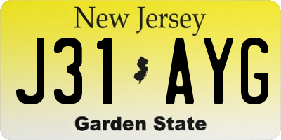 NJ license plate J31AYG