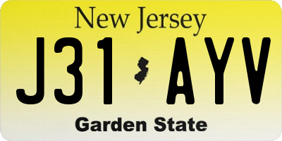 NJ license plate J31AYV