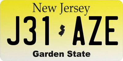 NJ license plate J31AZE