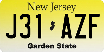 NJ license plate J31AZF