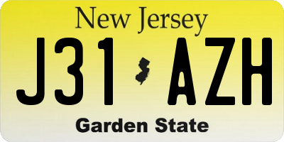 NJ license plate J31AZH