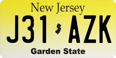 NJ license plate J31AZK