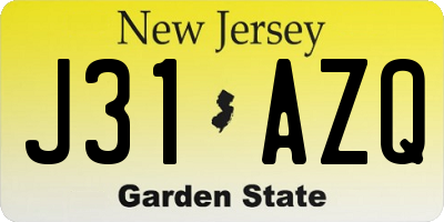 NJ license plate J31AZQ