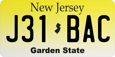 NJ license plate J31BAC