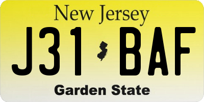 NJ license plate J31BAF