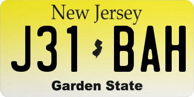 NJ license plate J31BAH