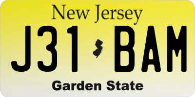 NJ license plate J31BAM