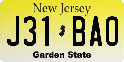 NJ license plate J31BAO