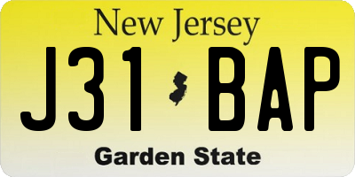 NJ license plate J31BAP