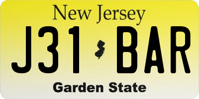 NJ license plate J31BAR