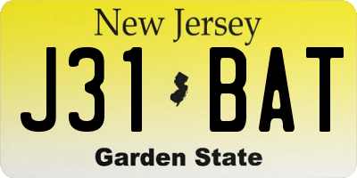 NJ license plate J31BAT