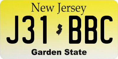 NJ license plate J31BBC