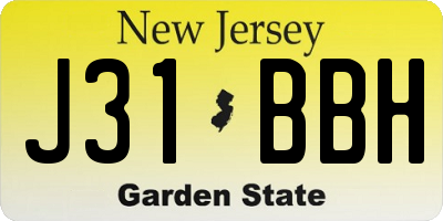 NJ license plate J31BBH