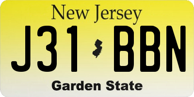 NJ license plate J31BBN