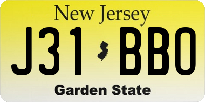 NJ license plate J31BBO