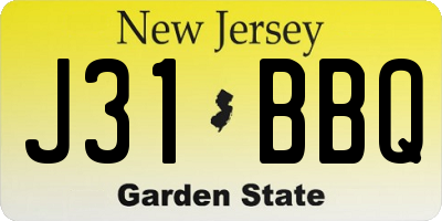 NJ license plate J31BBQ