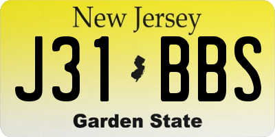 NJ license plate J31BBS