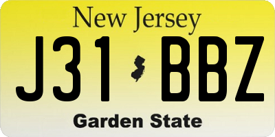 NJ license plate J31BBZ