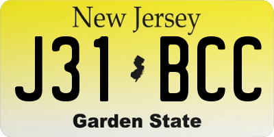 NJ license plate J31BCC