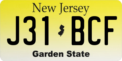 NJ license plate J31BCF