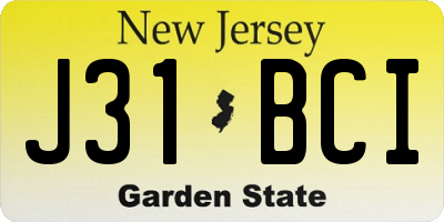 NJ license plate J31BCI
