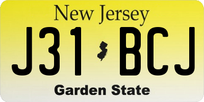 NJ license plate J31BCJ