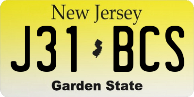 NJ license plate J31BCS