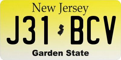 NJ license plate J31BCV