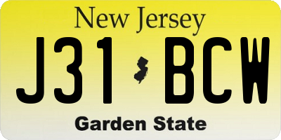 NJ license plate J31BCW