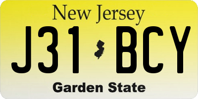 NJ license plate J31BCY