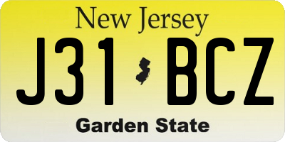 NJ license plate J31BCZ