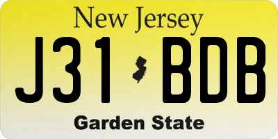NJ license plate J31BDB