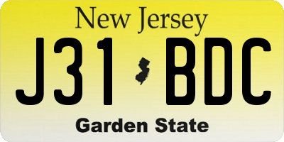 NJ license plate J31BDC