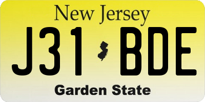 NJ license plate J31BDE