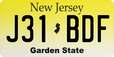 NJ license plate J31BDF