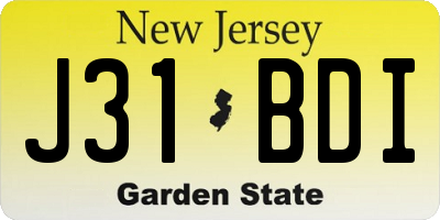 NJ license plate J31BDI