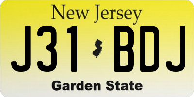 NJ license plate J31BDJ