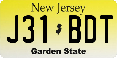 NJ license plate J31BDT