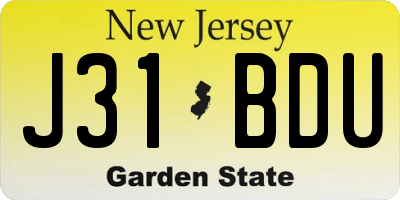 NJ license plate J31BDU