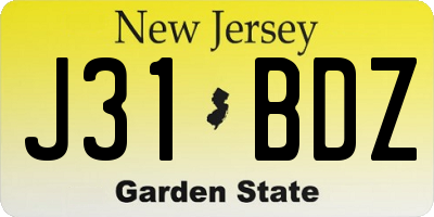 NJ license plate J31BDZ