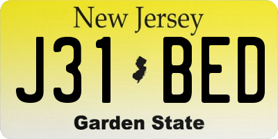 NJ license plate J31BED