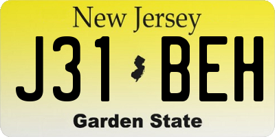 NJ license plate J31BEH