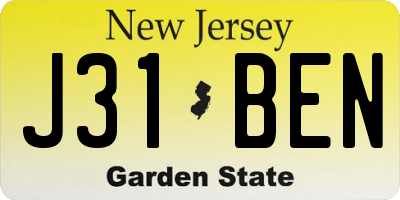 NJ license plate J31BEN